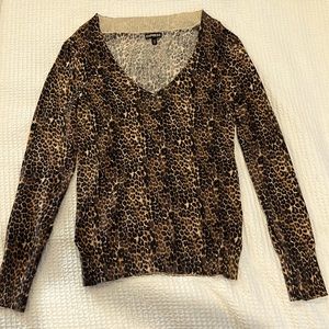 Express Leopard V-neck sweater, size small.